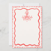 おしゃれな手描きの楽しい赤い波線のリハーサルディナー 招待状 (裏面)