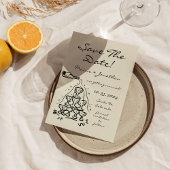 おしゃれな手描きシャンパンタワー・セーブ・ザ・デート 招待状