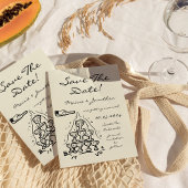 おしゃれな手描きシャンパンタワー・セーブ・ザ・デート 招待状