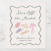 おしゃれな手描きデザインの「マーケットからおさえて」 ワインラベル (シングルラベル)