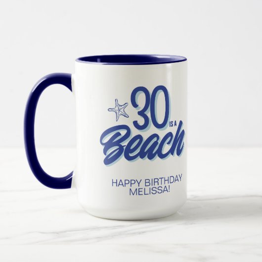 おしゃれな手描きドゥードル 30 はビーチの誕生日 マグカップ (左)