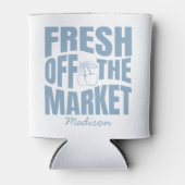 おしゃれな手描きブルー フレッシュオフザマーケット 缶クーラー (正面)