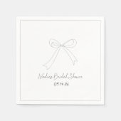 おしゃれな手描きミニマルなリボンのブライダルシャワーナプキン スタンダードカクテルナプキン (正面)