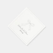 おしゃれな手描きミニマルなリボンのブライダルシャワーナプキン スタンダードカクテルナプキン (角)