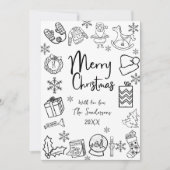 おしゃれな手描きメリークリスマス シーズンカード (正面)