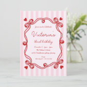 おしゃれな手描きリボン誕生日 招待状 (スタンド正面)