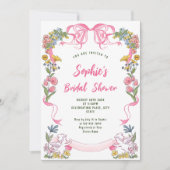 おしゃれな手描き落書きレトロスタイルの花嫁のシャワーパーティー 招待状 (正面)