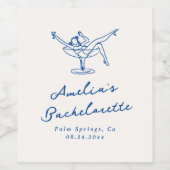 おしゃれな手描き青の独身最後の夜 ワインラベル (シングルラベル)