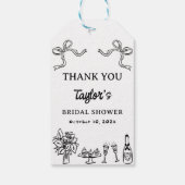 おしゃれな手描き黒の花嫁シャワー ギフトタグ (裏面)