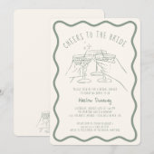 おしゃれな手描き　花嫁への乾杯 招待状 (正面/裏面)