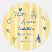 おしゃれな手描き That's Amore ブライダルシャワー ラウンドシール (正面)