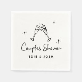 おしゃれな手書きのモダンな自然なエレガントなカップルシャワーデザイン スタンダードカクテルナプキン