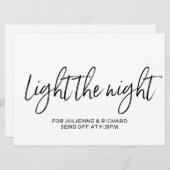おしゃれな手書きの「Light the Night」サイン 招待状 (正面/裏面)