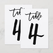 おしゃれな手書きアルファベットのクラフト紙テーブルナンバーカード | テーブル4 招待状 (正面/裏面)