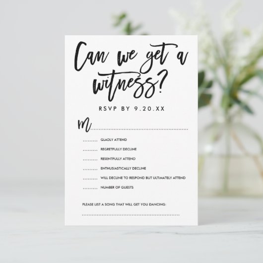 おしゃれな手書きウェディング出欠確認カード 出欠カード (スタンド正面)