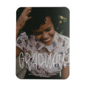 おしゃれな手書きオーバーレイ写真 卒業のお知らせ マグネット (縦)