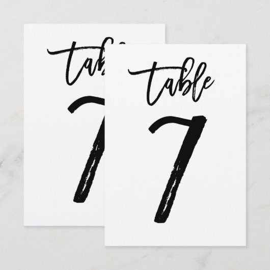 おしゃれな手書きクラフトテーブルナンバーカード | テーブル7 招待状 (正面/裏面)