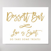 おしゃれな手書きゴールドのデザートバー ポスター (正面)