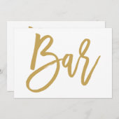 おしゃれな手書きゴールドの結婚式バーサイン 招待状 (正面/裏面)