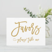 おしゃれな手書きゴールドの結婚式プチギフト看板 招待状 (スタンド正面)