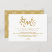 おしゃれな手書きゴールドの結婚式詳細案内カード エンクロージャーカード (正面/裏面)