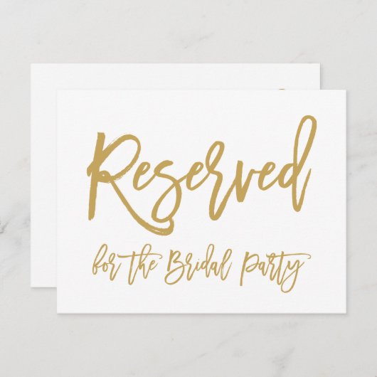 おしゃれな手書きゴールド 予約済み 結婚式パーティー 招待状 (正面/裏面)