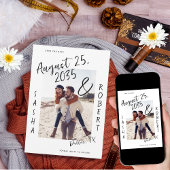 おしゃれな手書きスクリプトのアンパサンド写真ウェディング セーブザデート