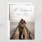 おしゃれな手書きスクリプト両面写真ウェディング 招待状 (正面/裏面)