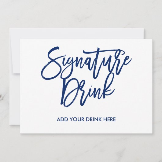 おしゃれな手書きネイビーシグネチャードリンク 招待状 (正面)