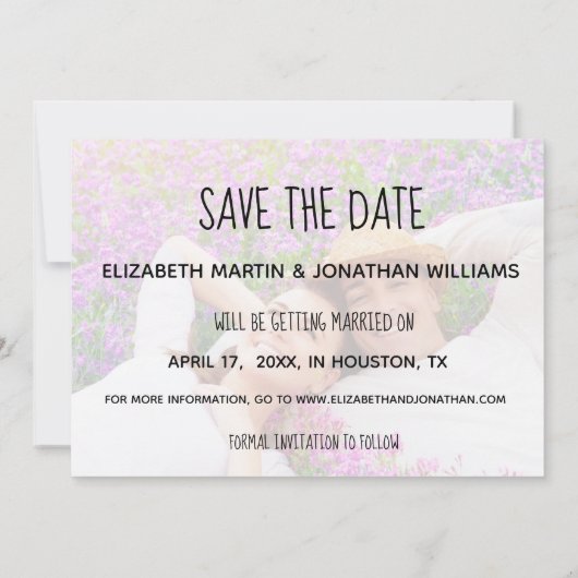 おしゃれな手書きフォトセーブザデート 招待状 (裏面)