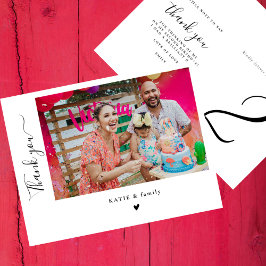 おしゃれな手書きフォト誕生日パーティー感謝カード ポストカード