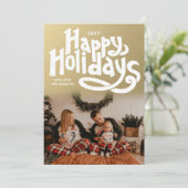 おしゃれな手書きフォントとキュートな偽ゴールドのモダンなデザイン シーズンカード (スタンド正面)