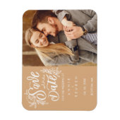 おしゃれな手書きフォントの写真 Save the Date マグネット (縦)