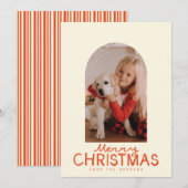 おしゃれな手書き文字とアーチ状の写真のクリスマス シーズンカード (正面/裏面)