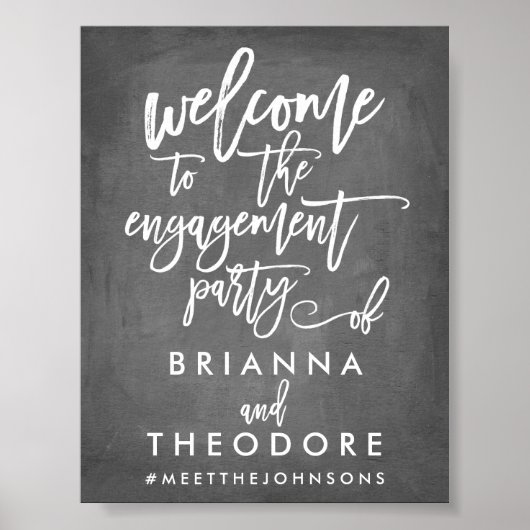 おしゃれな手書き文字のエンゲージメントウェルカムサイン ポスター (正面)