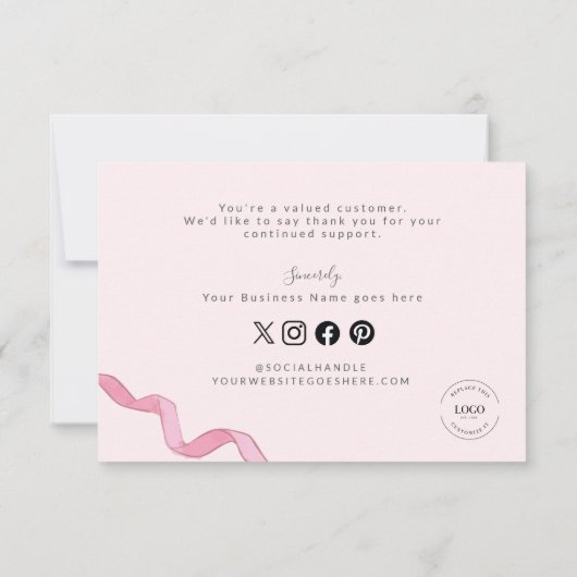 おしゃれな手書き文字のカスタムビジネスカード サンキューカード (裏面)