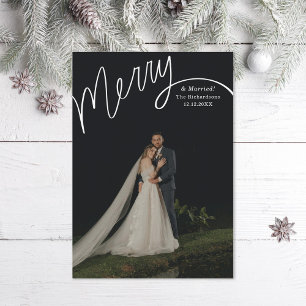 おしゃれな手書き文字の結婚写真「Merry」 シーズンカード