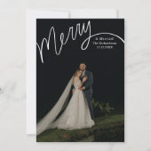 おしゃれな手書き文字の結婚写真「Merry」 シーズンカード (正面)