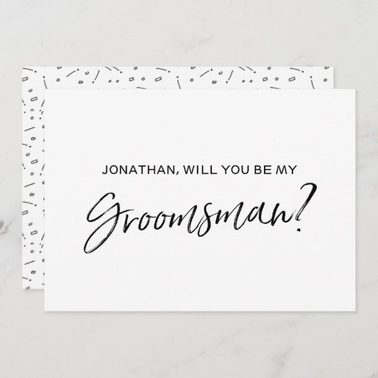 おしゃれな手書き文字の「結婚式で僕の伴侶になってくれる？」 招待状 (正面/裏面)