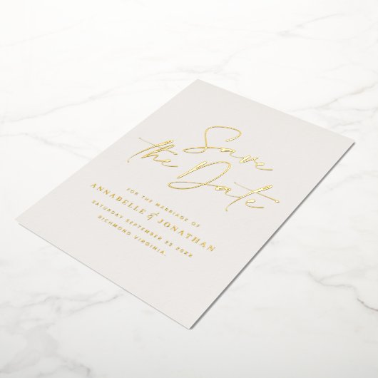 おしゃれな手書き風の結婚式招待状（箔仕上げ） 箔招待状 (回転した状態)