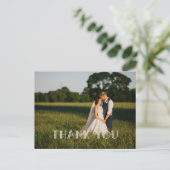 おしゃれな手書き風ウェディング サンクス 白 ポストカード (スタンド正面)