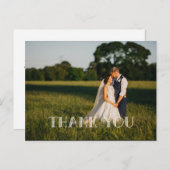 おしゃれな手書き風ウェディング サンクス 白 ポストカード (正面/裏面)