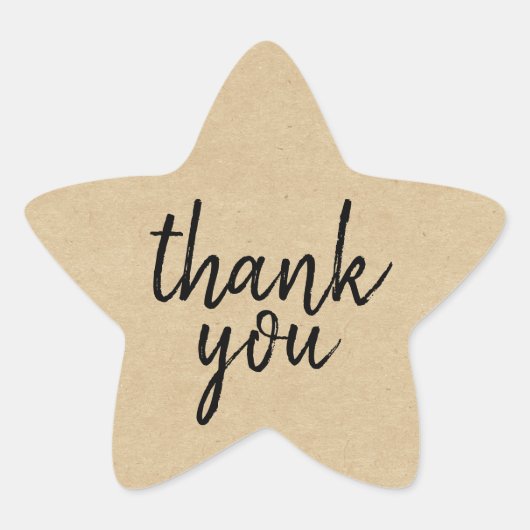 おしゃれな手書き風クラフト紙 サンクス ギフト スター ラベル (正面)