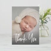 おしゃれな手書き風フォントのカスタムベイビーシャワーフォト サンキューカード (スタンド正面)