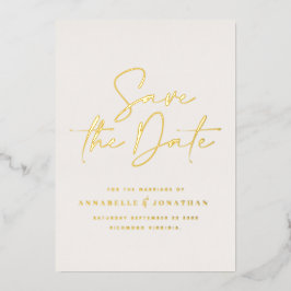 おしゃれな手書き風結婚式の案内 箔招待状