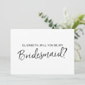 おしゃれな手書き風「私のブライズメイドになってくれる?」 招待状 (スタンド正面)