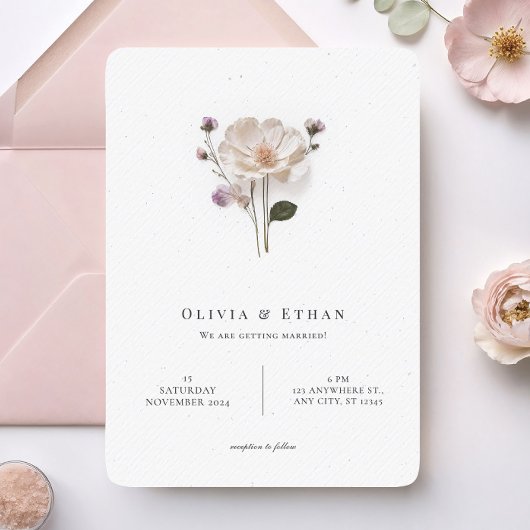 おしゃれな押し花ラウンドコーナースタイルの結婚式  招待状