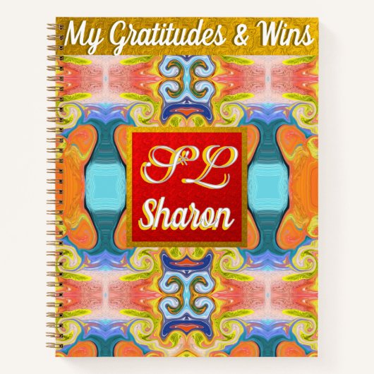 おしゃれな抽象的な母の日ギフト モノグラムカスタム ノートブック (正面)