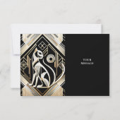 おしゃれな抽象的な黒猫の感謝カード サンキューカード (裏面)