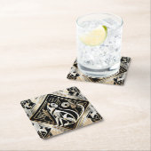 おしゃれな抽象的な黒猫の紙コースター スクエアペーパーコースター (インサイチュ)